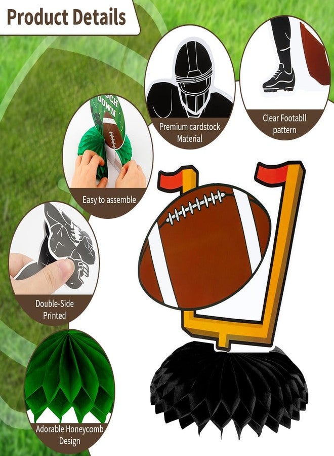 QEYMN Football Party Decorations, 10 PCS Football Centerpieces for Table, Superbowl Party Decorations 2026, Football Honeycomb Centerpieces Table Decoration for Footballs Birthday Tailgate Party Supplies - Image 3